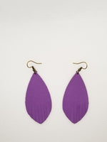 Purple Leather Fringe Feather Earrings - Avery + Emory Designs