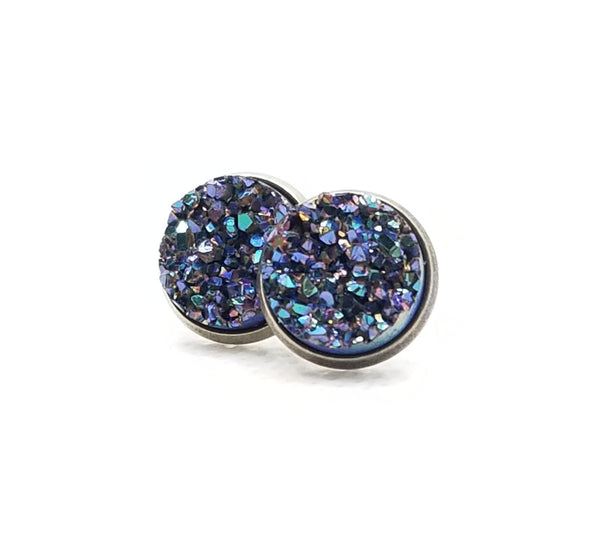 Purple/Teal/Silver Sparkle Druzy-Style Studs - Avery + Emory Designs