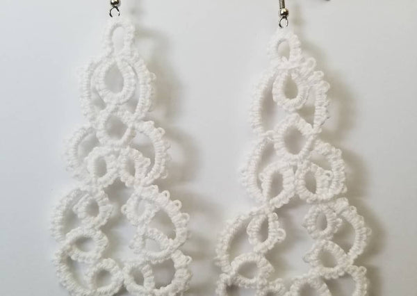 Hand-Tatted White Lace Earrings - Avery + Emory Designs